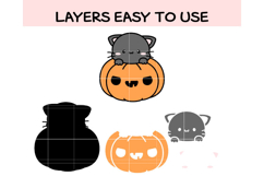 Cute Pumpkin Cats SVG Bundle | Kawaii Halloween Cat Clipart Product Image 7