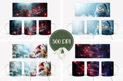 Snowman Mug Wrap Design, Christmas Glitter Mug Template Product Image 2