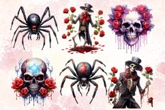 Gothic Halloween Watercolor Clipart Bundle, Gothic Halloween Product Image 3