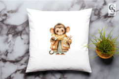 Cute Monkey School Characters Clipart Sublimation PNG Product Image 3