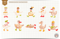 Goose Autumn Watercolor Clipart Sublimation Bundle Product Image 2