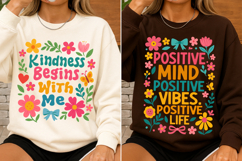 Boho Floral SVG PNG Positive Quote Kindness Retro Flowers Product Image 2