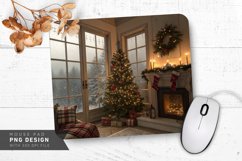Vintage Holiday Living Room with Tree Mouse Pad PNG Design Product Image 1