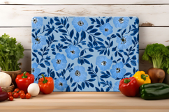 Blue Cottagecore Flower Cutting Board Design | Cutting Board Product Image 4