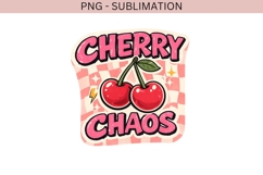 Cherry Chaos PNG Sublimation | Cute Retro Cherry Design Product Image 2