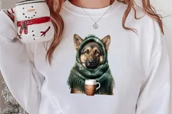Christmas Dog And Coffee Clipart, Christmas Clipart Product Image 2