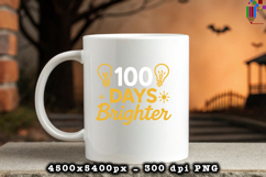 100 Days Brighter Light Bulb School Sublimation Design Product Image 3