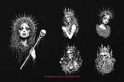 10 Bundle Dark Art Dark Queen Skull Princess Skeleton Girl Product Image 3