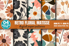 Retro floral matisse Digital Paper Bundle PNG Product Image 3