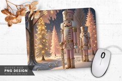 Pastel Pink and Gold Christmas Nutcrackers Mouse Pad PNG Product Image 1