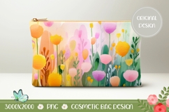 Abstract Cosmetic Bag, Floral Cosmetic Bag Design Product Image 1
