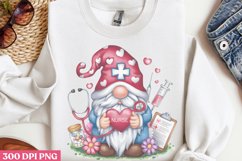 Nurse gnome PNG, Valentine Nurse Sublimation PNG Product Image 3
