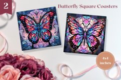 Butterflies Coaster Sublimation, Butterfly Sublimation PNG Product Image 1