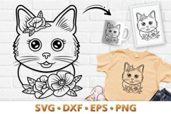 Cat Svg, Cute Floral Kitten With Cut File Product Image 1