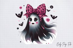 Watercolor Pink Halloween Ghost Clipart PNG Product Image 1