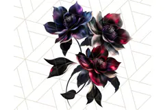 Gothic Floral PNG, Dark Aesthetic Flowers Clipart Print Product Image 2