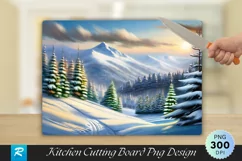 Snowy Mountain Pines Winter Cutting Board PNG Design Product Image 1