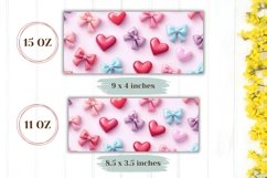 Cute Bows Mug Wrap Design, Red Love Hearts Mug Template Product Image 2