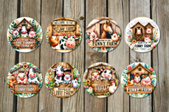 Funny farmhouse | 8 Round earring Sublimation designs, PNG Product Image 2