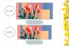 Orange Tulips Mug Wrap, Floral Mug, Abstract Mug PNG Product Image 2