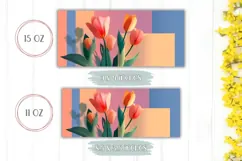 Orange Tulips Mug Wrap, Floral Mug, Abstract Mug PNG Product Image 2