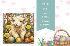 Stained Glass Easter Lamb Square Coasters, Easter Lamb PNG Product Image 2