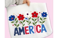 Boho Floral USA T-shirt Design, Floral America PNG, USA PNG Product Image 5