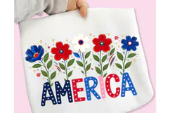 Boho Floral USA T-shirt Design, Floral America PNG, USA PNG Product Image 5
