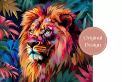 Colorful Lion Tumbler Wrap Design, Tropical Tumbler Design Product Image 2