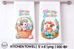 Happy Easter, Cow Easter towel sublimation Product Image 1