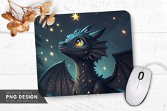 Curious Night Dragon Among Stars Mouse Pad PNG Design Product Image 1