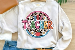 Teacher Leopard Print Daisy SVG PNG Product Image 1