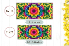 Floral Coffee Mug, Colorful Flowers Mug, Neon Flowers PNG Product Image 2