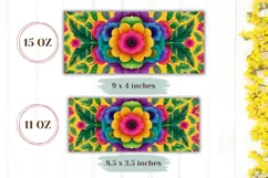 Floral Coffee Mug, Colorful Flowers Mug, Neon Flowers PNG Product Image 2