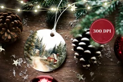 Watercolor Christmas Ornament PNG, Christmas Product Tag Product Image 2