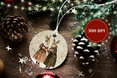 Cartoon Animals Ornament, Vintage Winter Ornament Print Product Image 2