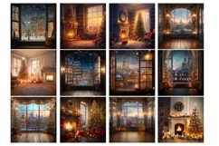 Christmas background, porch wreath on the door Product Image 2