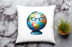 Cute Earth Globe Character Clipart Sublimation PNG Product Image 3