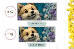 Cartoon Dog Mug Design, Spitz Mug Wrap, Flowers Mug Product Image 2