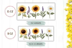 Sunflowers Mug Wrap Design, Watercolor Sunflowers PNG Product Image 2