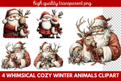 Whimsical Cozy Winter Animals Clipart | Cute Winter Wildlife Product Image 1