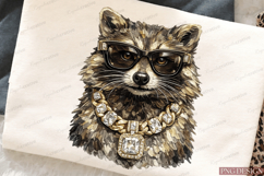 Luxury Raccoon PNG Design | Gangster Raccoon With Sunglasses Product Image 3