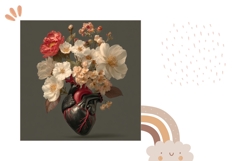 Floral Heart Pillow Design, Flowers Pillow Template Product Image 2