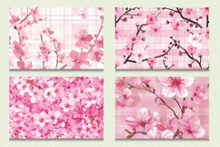 Pink Sakura Flowers Plaid Cutting Boards sublimation Designs Product Image 2
