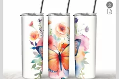 Flowers Butterfly 20 oz Skinny Tumbler full wrap Product Image 1