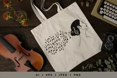 Elegant Woman's Hair with Musical Notes - Set of 6 Designs Product Image 2