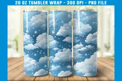 Snowy Clouds Tumbler Wrap | Winter Tumbler Wrap Product Image 2
