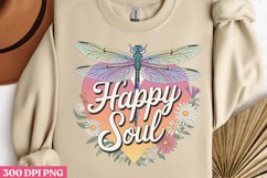 Happy soul PNG, Retro Dragonfly Sublimation PNG Product Image 1