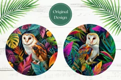 Colorful Owl Car Coasters PNG, Tropical Car Coaster Design Product Image 2