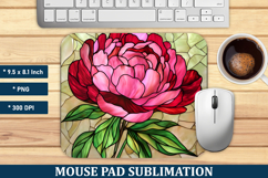 Stained Glass Peony Flower Mouse Pad | Mouse Pad Png Product Image 1